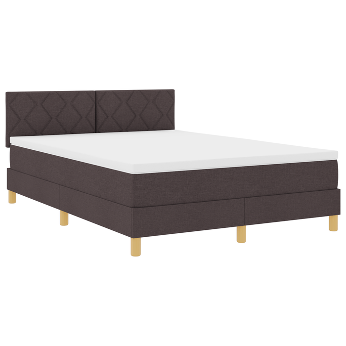 Letto Box Spring con Materasso & LED Marrone Scuro 140x200 cm Tessuto