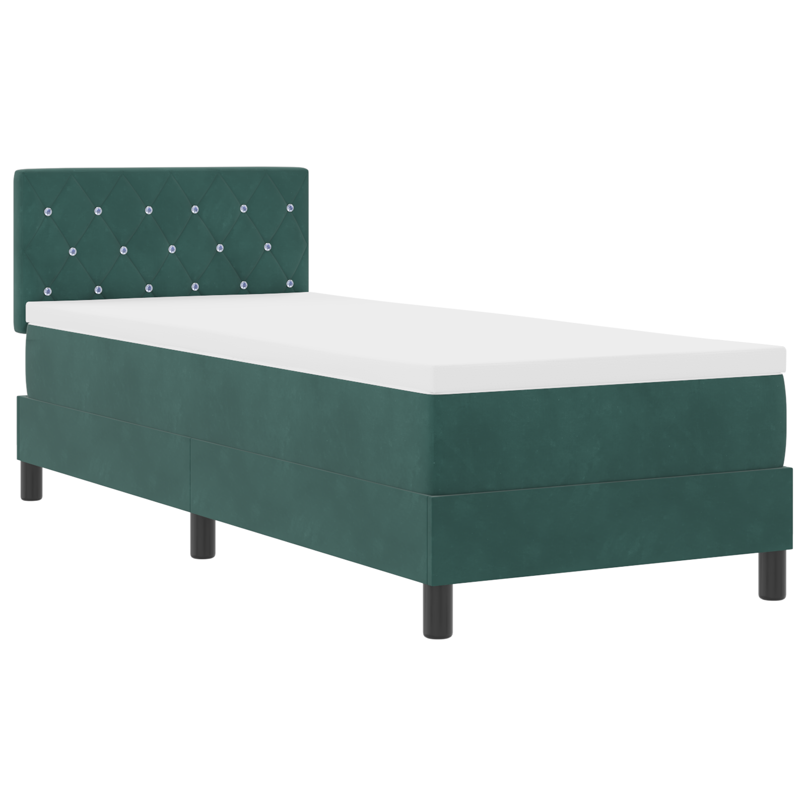 Letto a Rete con Materasso e LED Verde Scuro 80x200 cm in Velluto