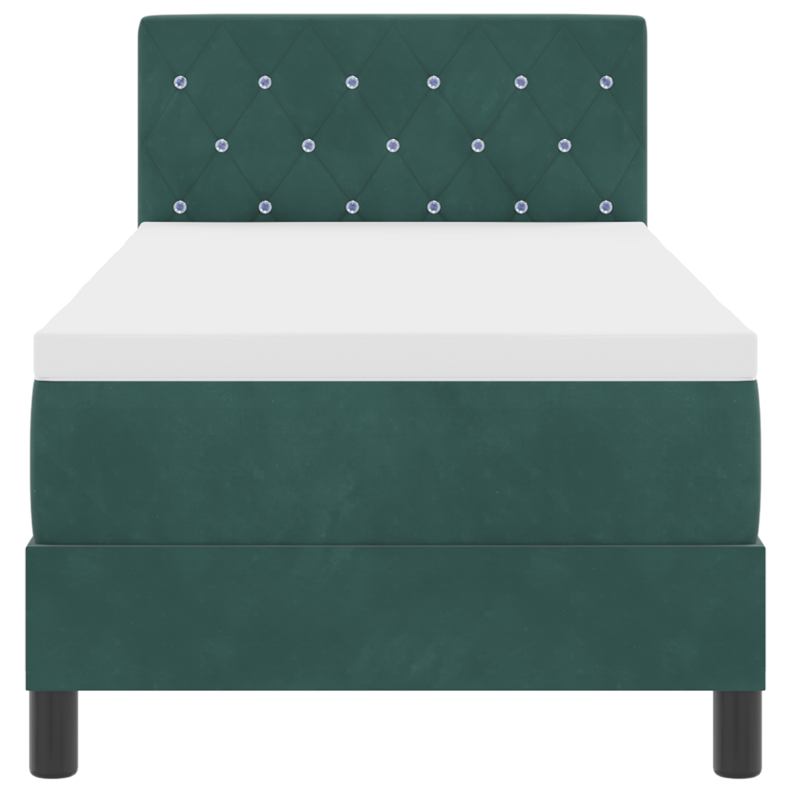 Letto a Rete con Materasso e LED Verde Scuro 80x200 cm in Velluto