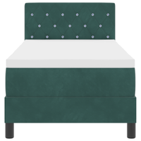 Letto a Rete con Materasso e LED Verde Scuro 80x200 cm in Velluto