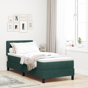 Letto a Rete con Materasso e LED Verde Scuro 80x200 cm in Velluto