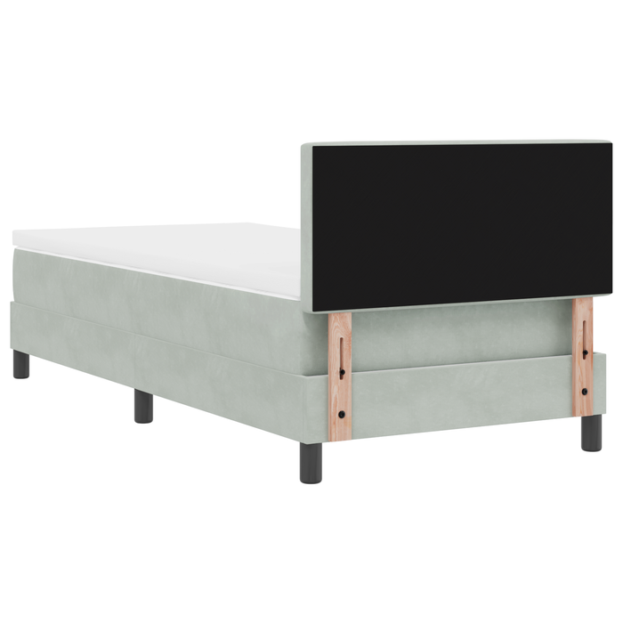 Letto con Rete a Molla e Materasso & Luce LED Grigio Chiaro 90x190 cm Velluto