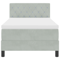 Letto con Rete a Molla e Materasso & Luce LED Grigio Chiaro 90x190 cm Velluto