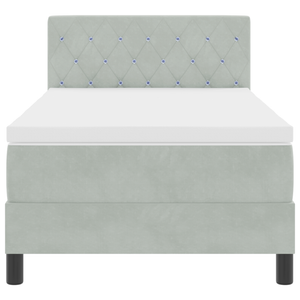 Letto con Rete a Molla e Materasso & Luce LED Grigio Chiaro 90x190 cm Velluto