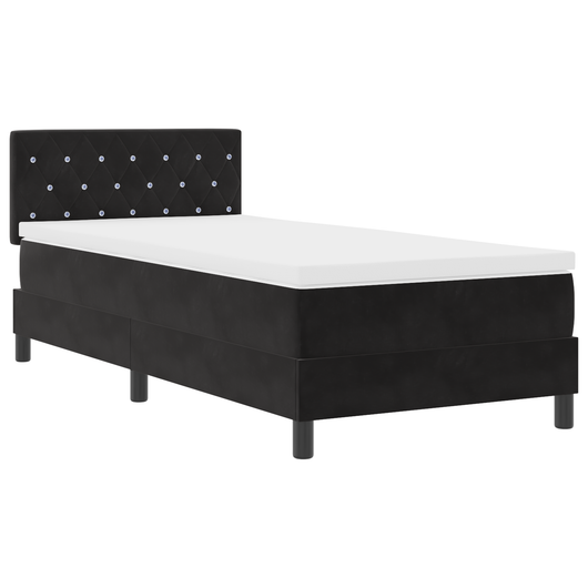 Letto a Molle con Materasso e LED Nero 90x200 cm Velluto