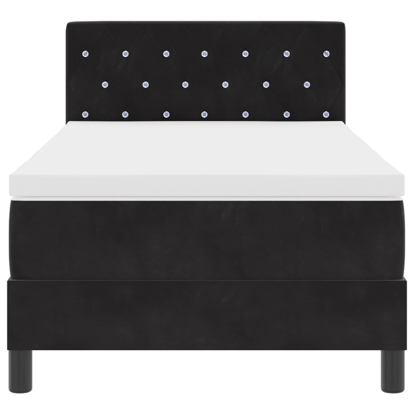Letto a Molle con Materasso e LED Nero 90x200 cm Velluto