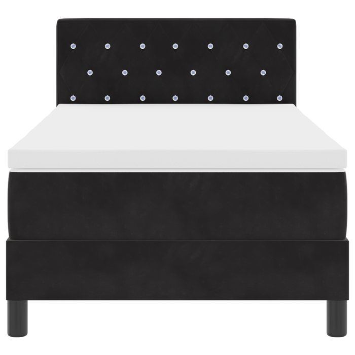 Letto a Molle con Materasso e LED Nero 90x200 cm Velluto