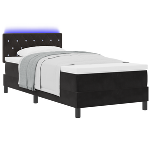 Letto a Molle con Materasso e LED Nero 90x200 cm Velluto