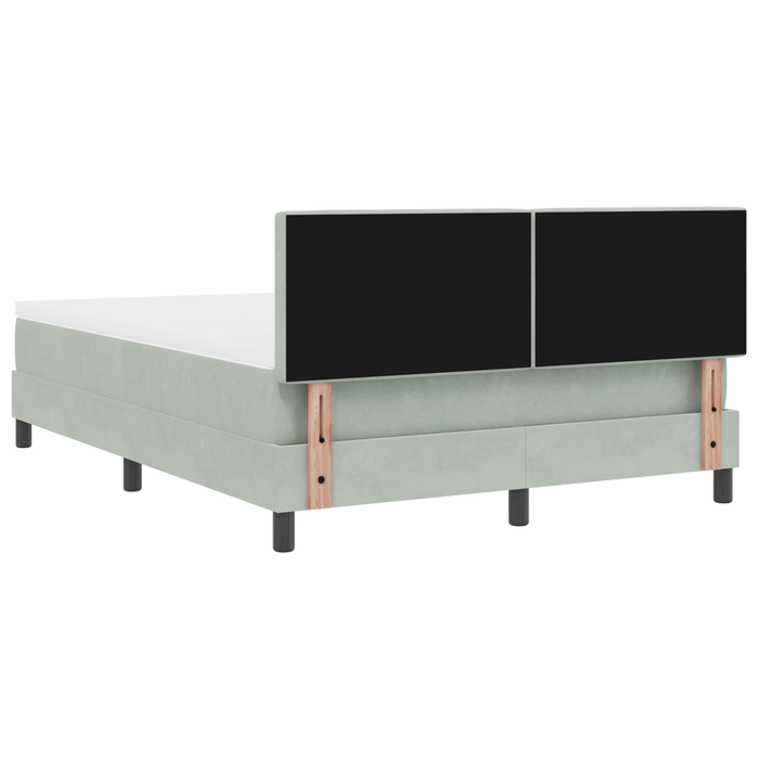 Letto Box Spring con Materasso e Luce LED Grigio Chiaro 140x190 cm Velluto
