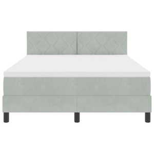 Letto Box Spring con Materasso e Luce LED Grigio Chiaro 140x190 cm Velluto