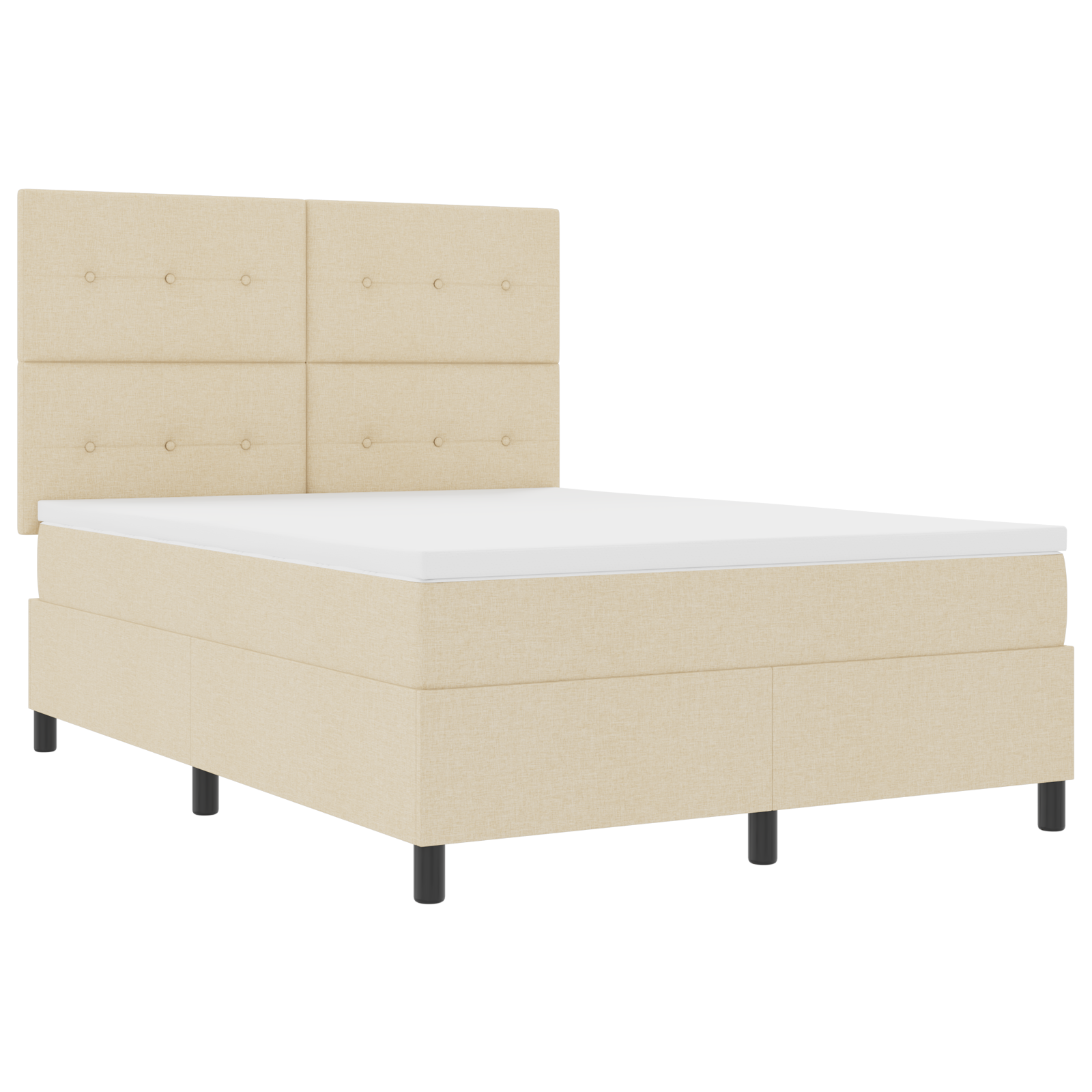 Letto Box Spring con Materasso & LED Crema 160x200 cm Tessuto