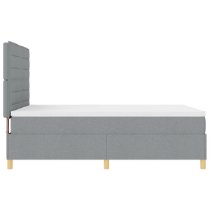 Letto Box Spring con Materasso e Luce LED Grigio Chiaro 160x200 cm Tessuto