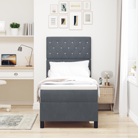 Letto a Rete con Materasso e LED Grigio Scuro 80x200 cm Velluto