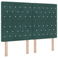 Letto a Molla con Materasso e LED Verde Scuro 140x190 cm Velluto