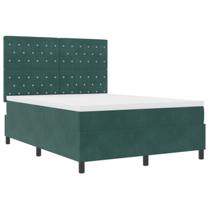 Letto a Molla con Materasso e LED Verde Scuro 140x190 cm Velluto