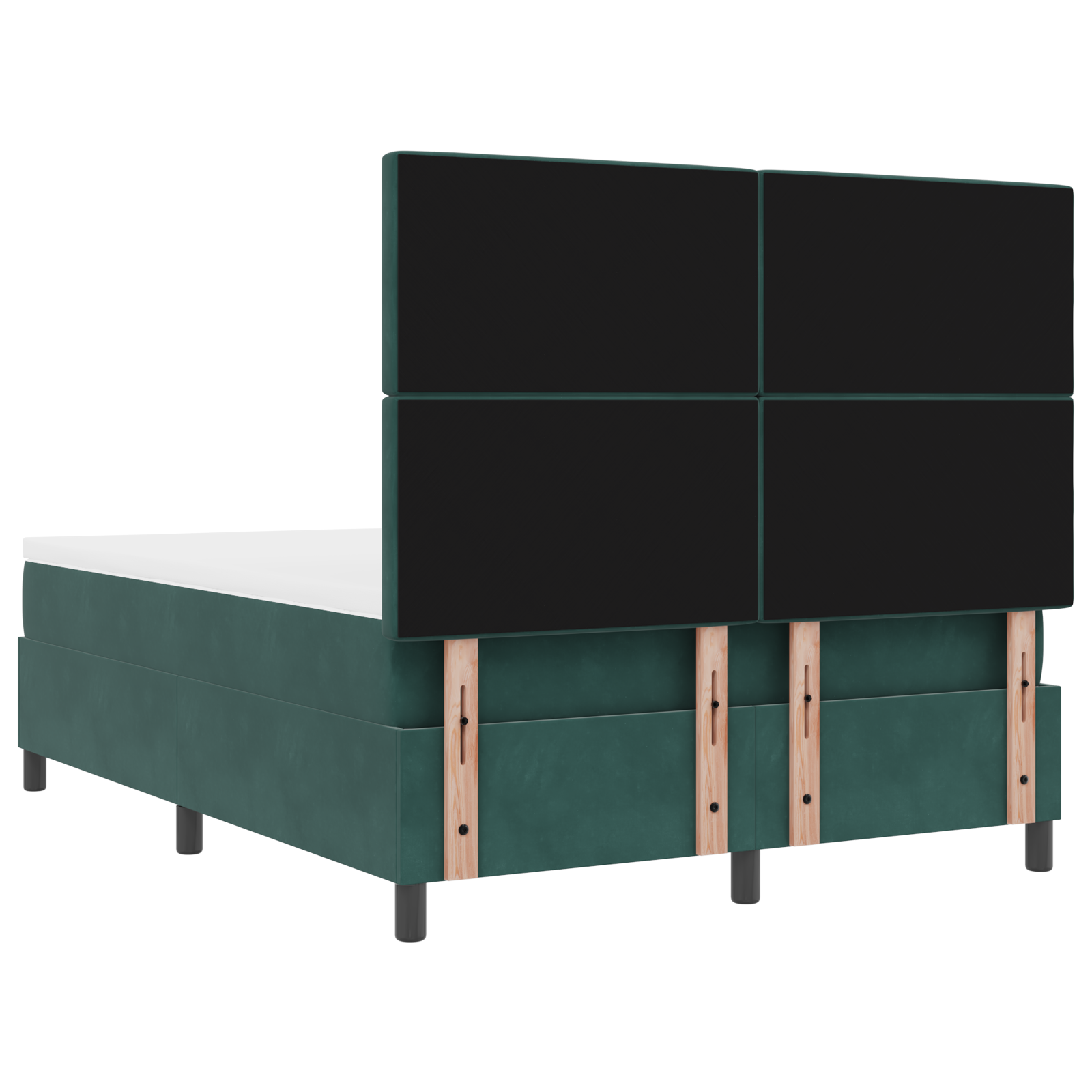 Letto a Molla con Materasso e LED Verde Scuro 140x190 cm Velluto