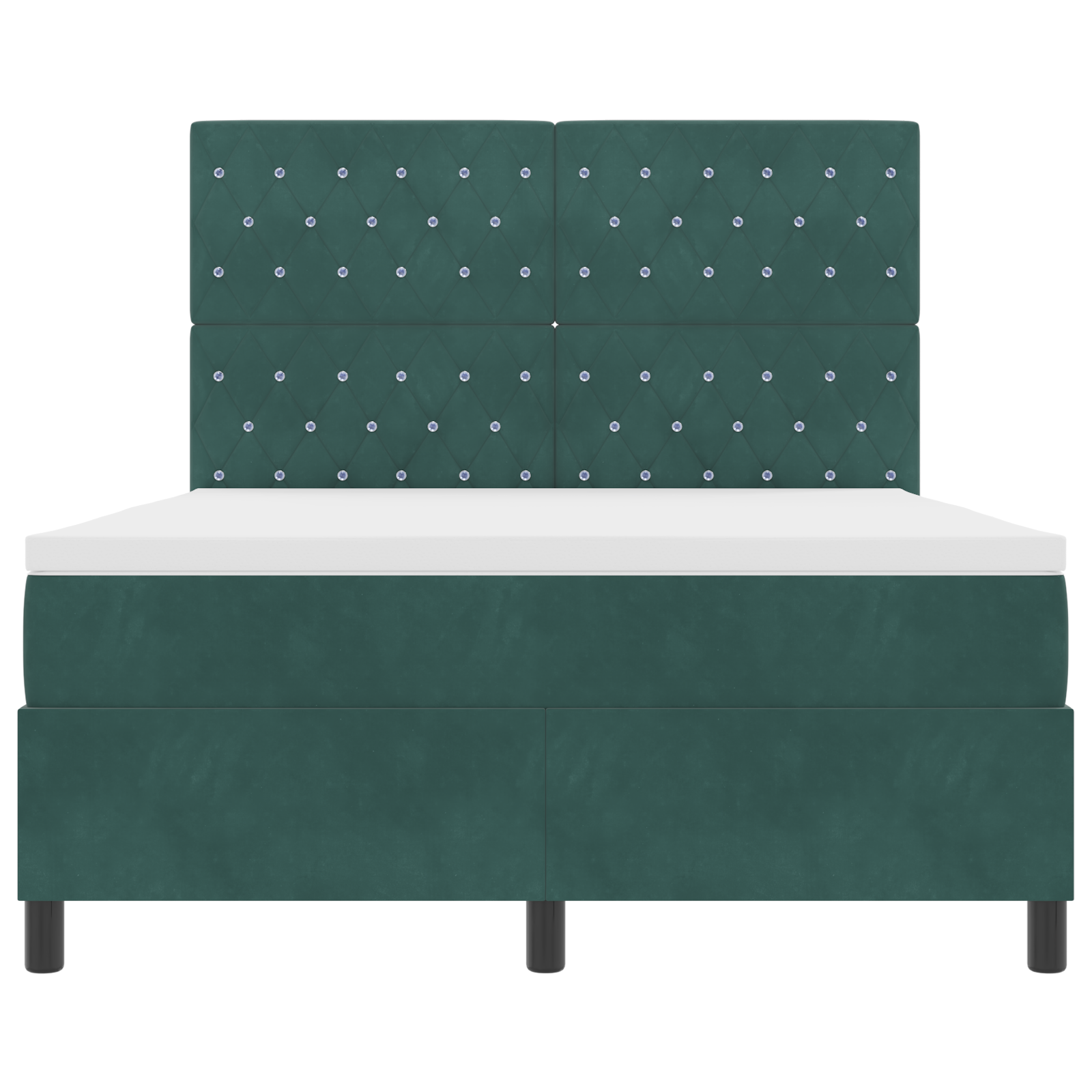Letto a Molla con Materasso e LED Verde Scuro 140x190 cm Velluto