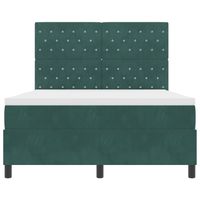 Letto a Molla con Materasso e LED Verde Scuro 140x190 cm Velluto