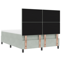 Letto a molle con materasso e luce LED Grigio chiaro 140x200 cm Velluto