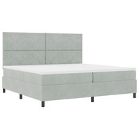 Letto a Rete con Materasso e Luce LED Grigio Chiaro 200x200 cm Velluto
