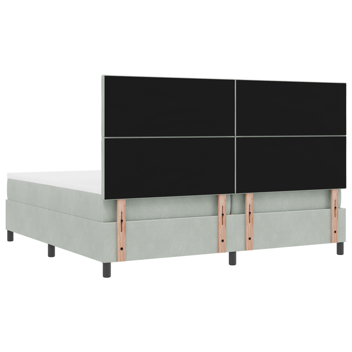 Letto a Rete con Materasso e Luce LED Grigio Chiaro 200x200 cm Velluto