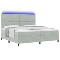 Letto a Rete con Materasso e Luce LED Grigio Chiaro 200x200 cm Velluto