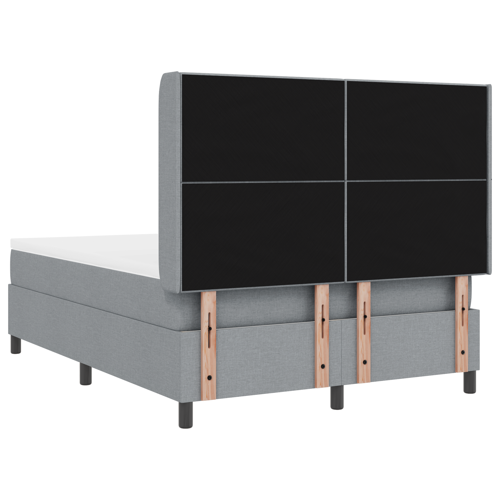 Letto Box Spring con Materasso e Luce LED Grigio Chiaro 160x200 cm Tessuto