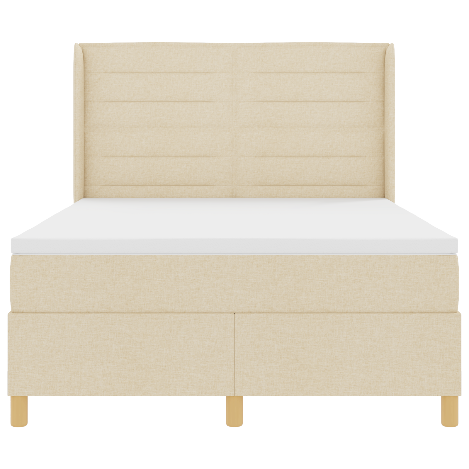 Letto Box Spring con Materasso e LED Crema 160x200 cm Tessuto