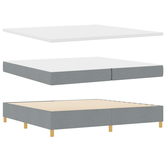 Letto Box Spring con Materasso e Luce LED Grigio Chiaro 200x200 cm Tessuto