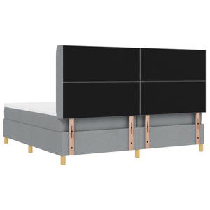 Letto Box Spring con Materasso e Luce LED Grigio Chiaro 200x200 cm Tessuto