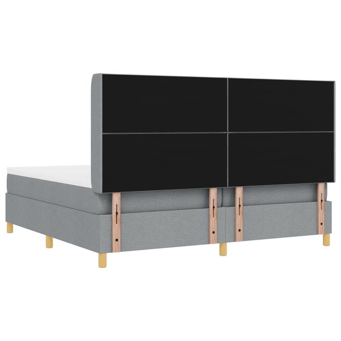 Letto Box Spring con Materasso e Luce LED Grigio Chiaro 200x200 cm Tessuto