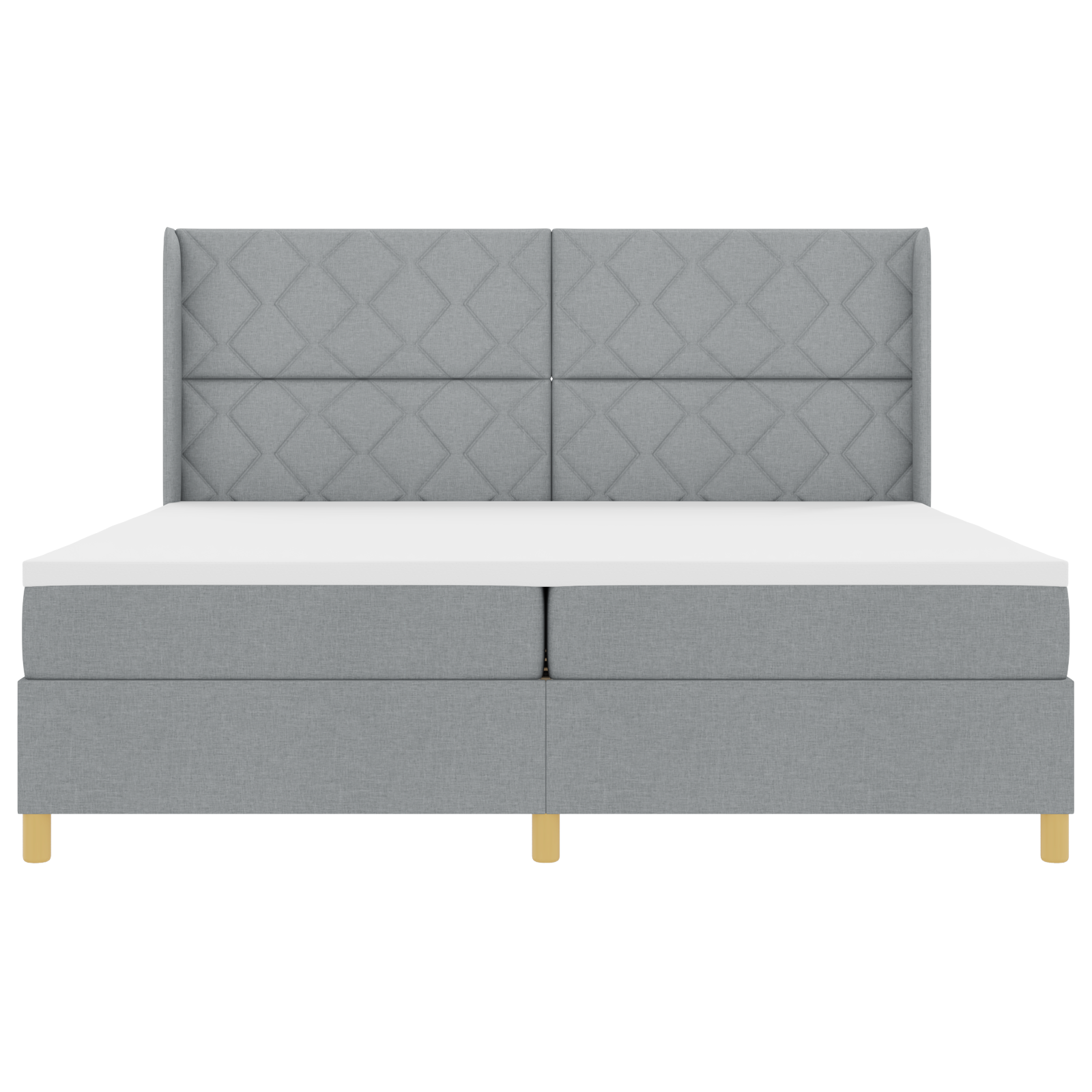 Letto Box Spring con Materasso e Luce LED Grigio Chiaro 200x200 cm Tessuto