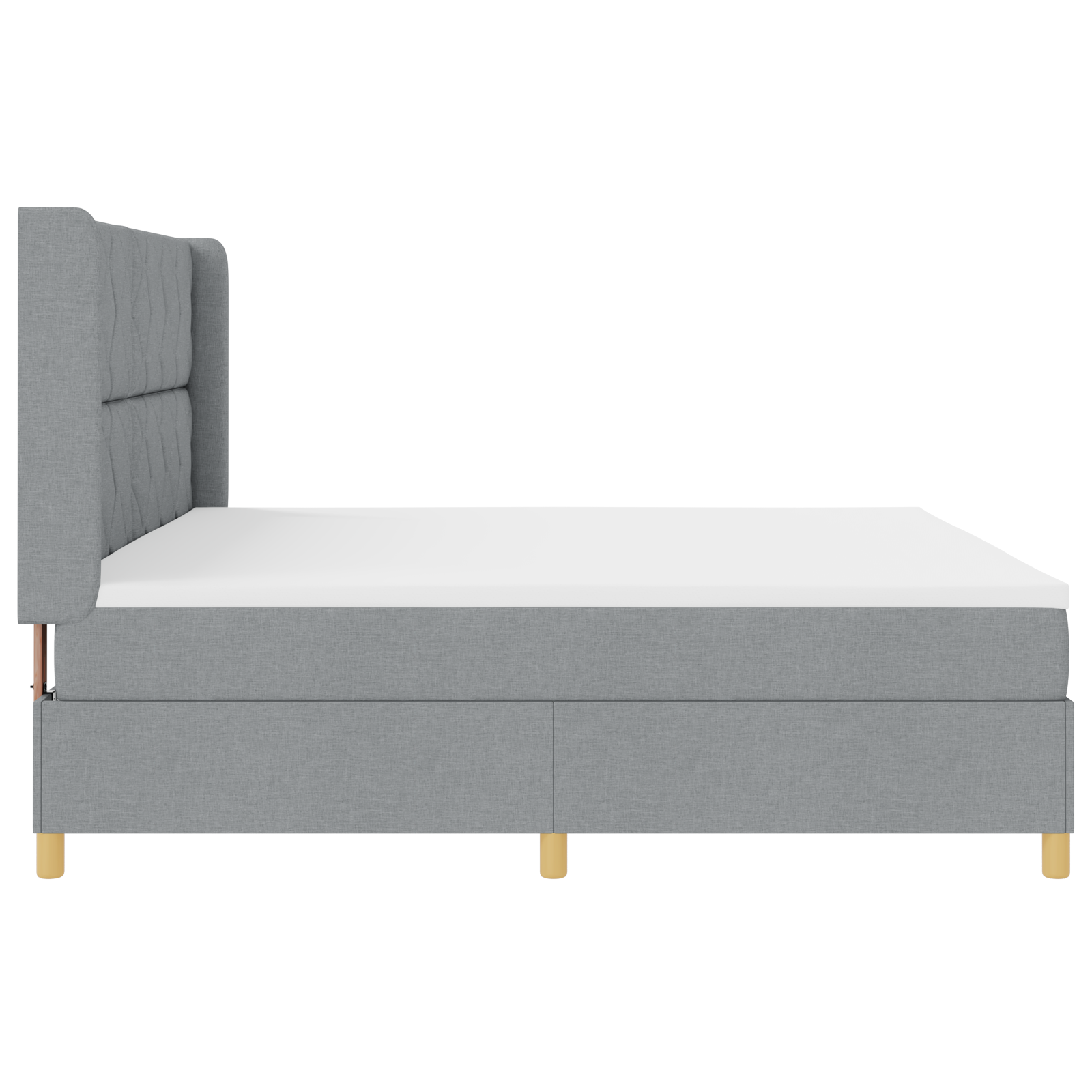 Letto Box Spring con Materasso e Luce LED Grigio Chiaro 200x200 cm Tessuto