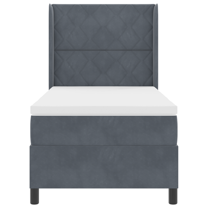 Letto a molle box con materasso e LED Grigio Scuro 100x200 cm Velluto