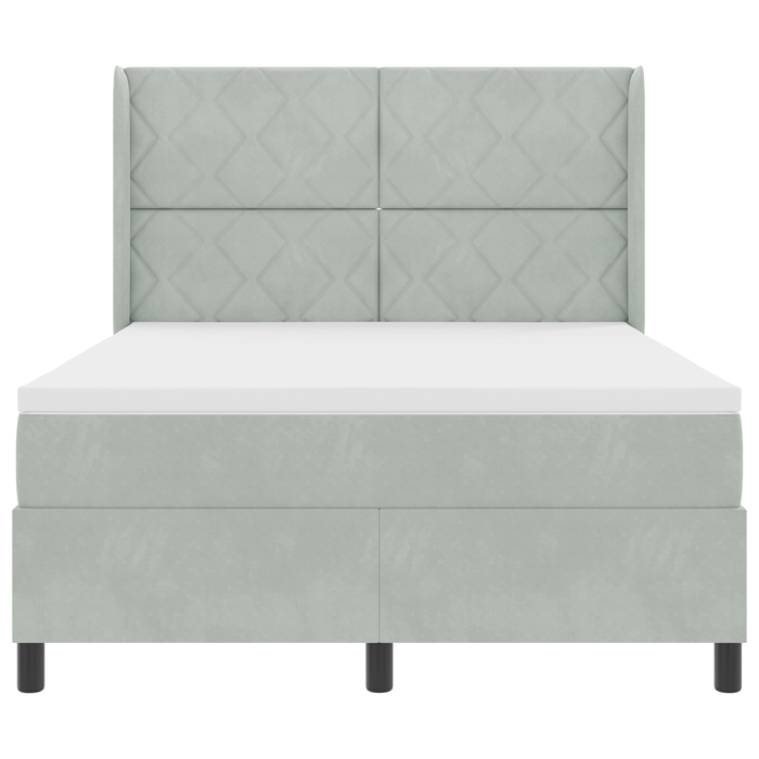 Letto a Castello con Materasso e Luce LED Grigio Chiaro 140x200 cm in Velluto