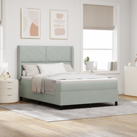 Letto a Castello con Materasso e Luce LED Grigio Chiaro 140x200 cm in Velluto