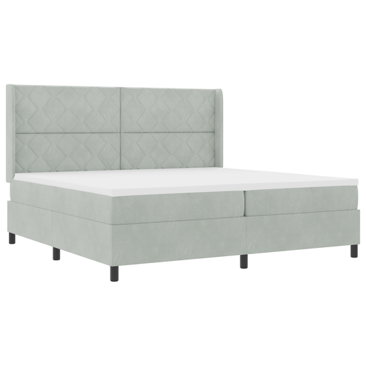 Letto Box Spring con Materasso e Luce LED Grigio Chiaro 200x200 cm Velluto