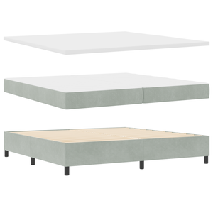 Letto Box Spring con Materasso e Luce LED Grigio Chiaro 200x200 cm Velluto