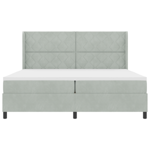 Letto Box Spring con Materasso e Luce LED Grigio Chiaro 200x200 cm Velluto