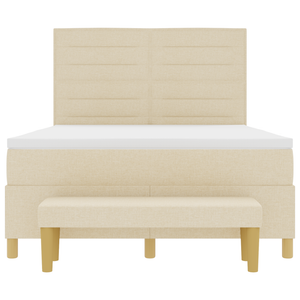 Letto Box Spring con Materasso e Panchina Crema 160x200 cm Tessuto