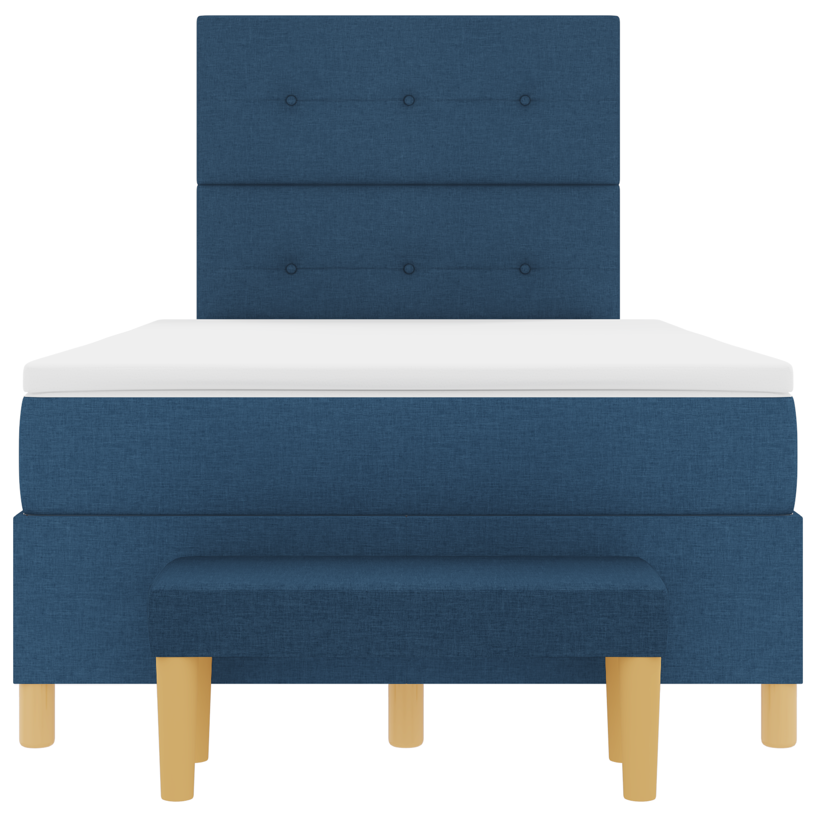 Letto con Box Spring con Materasso e Panchina Blu 120x190 cm Tessuto