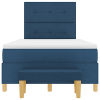 Letto con Box Spring con Materasso e Panchina Blu 120x190 cm Tessuto