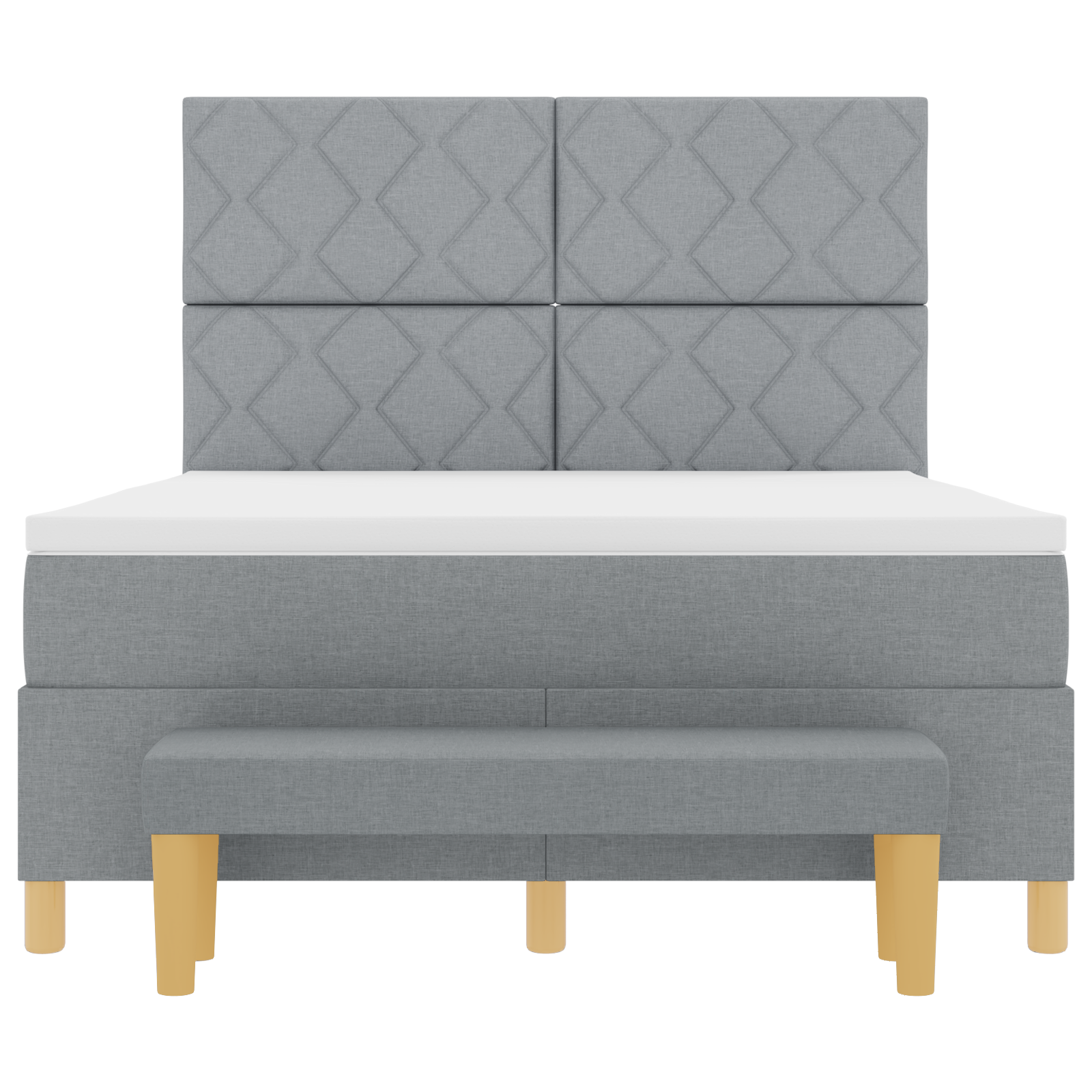 Letto con Box Spring e Panchina Grigio Chiaro 160x200 cm Tessuto