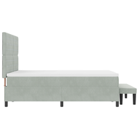 Letto a Molle con Materasso & Panchina Grigio Chiaro 160x200 cm Velluto