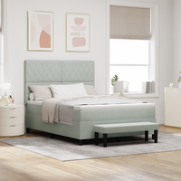 Letto a Molle con Materasso & Panchina Grigio Chiaro 160x200 cm Velluto