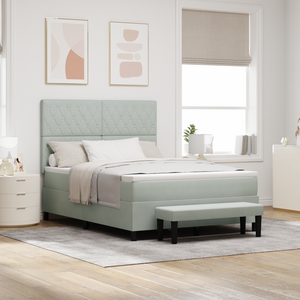 Letto a Molle con Materasso & Panchina Grigio Chiaro 160x200 cm Velluto