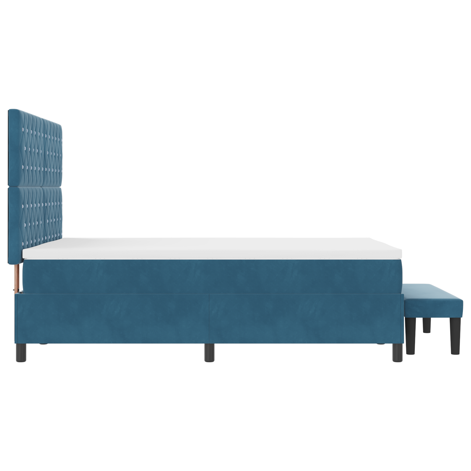 Letto con Box Spring con Materasso e Panchina Blu Scuro 160x200 cm Velluto