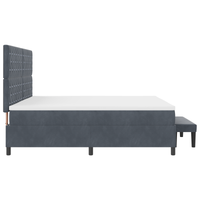 Letto a Molle con Materasso e Panca Grigio Scuro 200x200 cm in Velluto