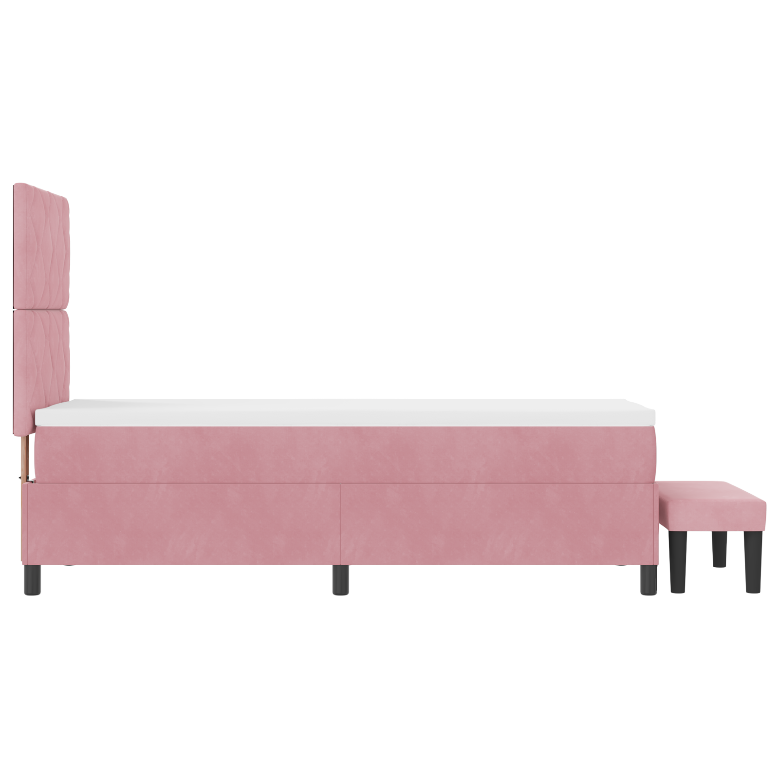 Letto con Rete A Molla con Materasso & Panchina Rosa 80x200 cm Velluto