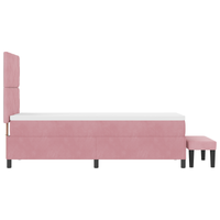 Letto con Rete A Molla con Materasso & Panchina Rosa 80x200 cm Velluto